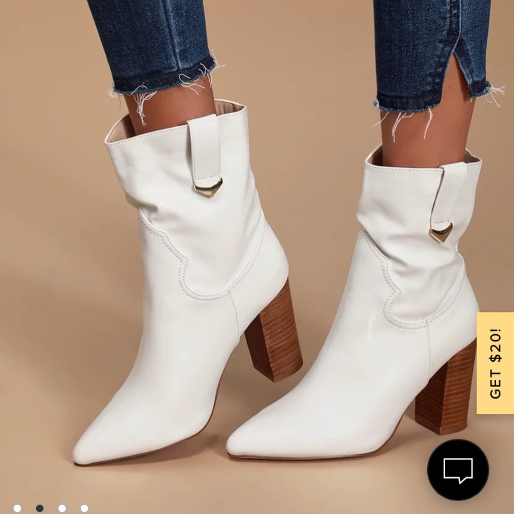 Taryne white pointed toe booties